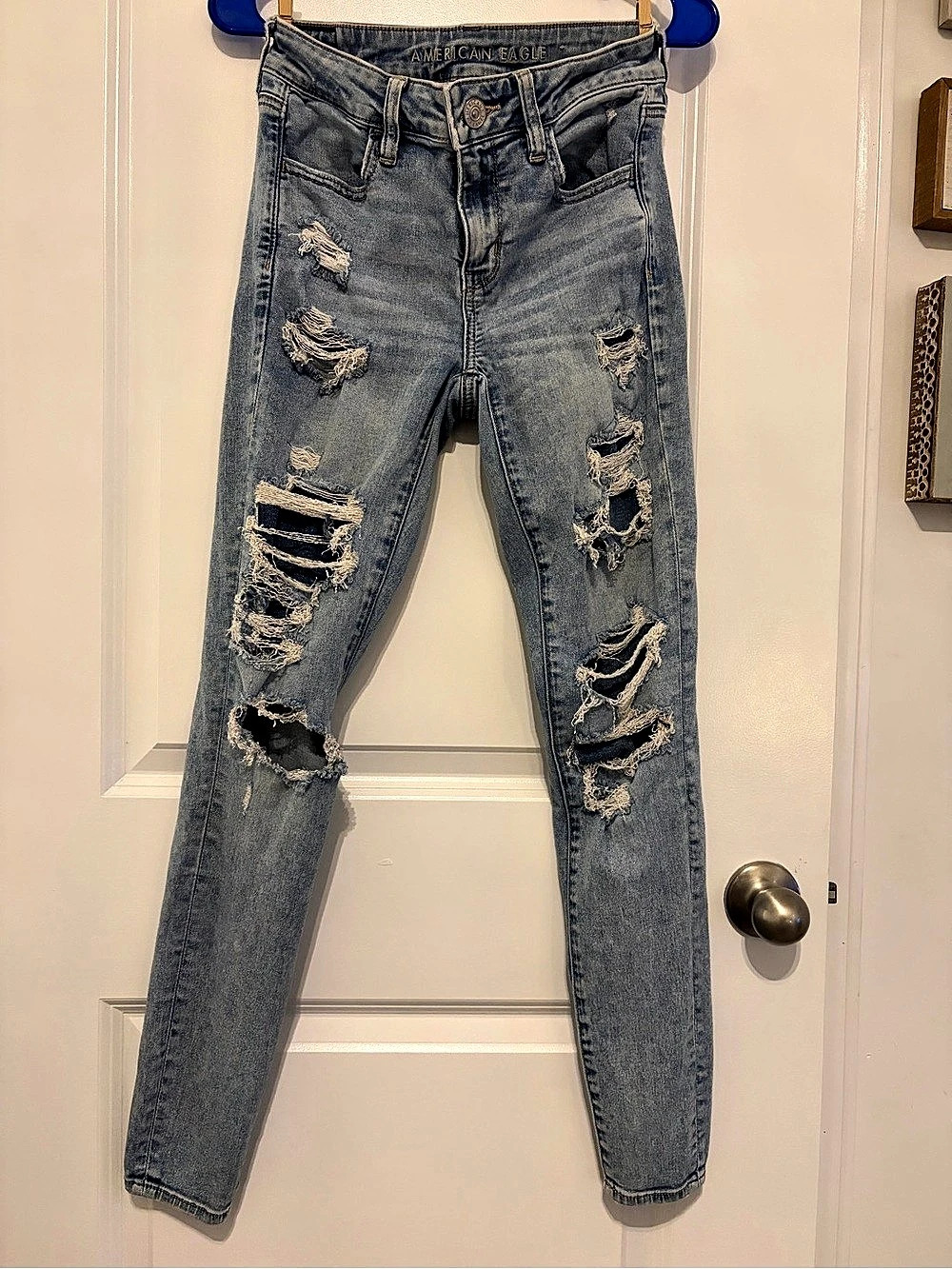 American Eagle Next Level Stretch Distressed Skinny Jeans